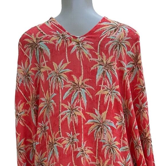 Body Glove Coral Print Cover Up One Size Orange Coral Palm Tree Print - Picture 5 of 16